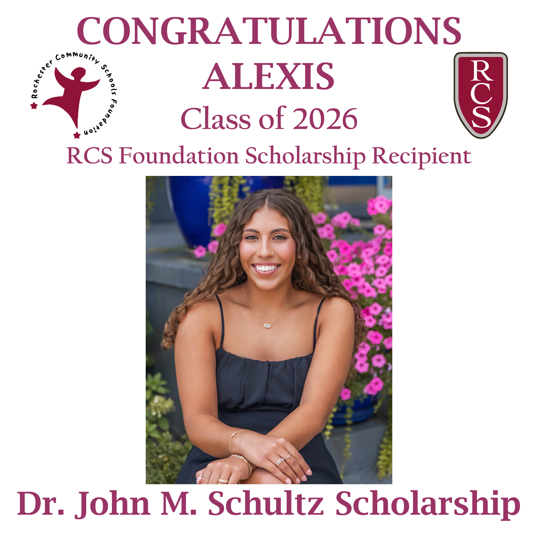 2026 Recipient of Dr. John M Schultz Scholarship