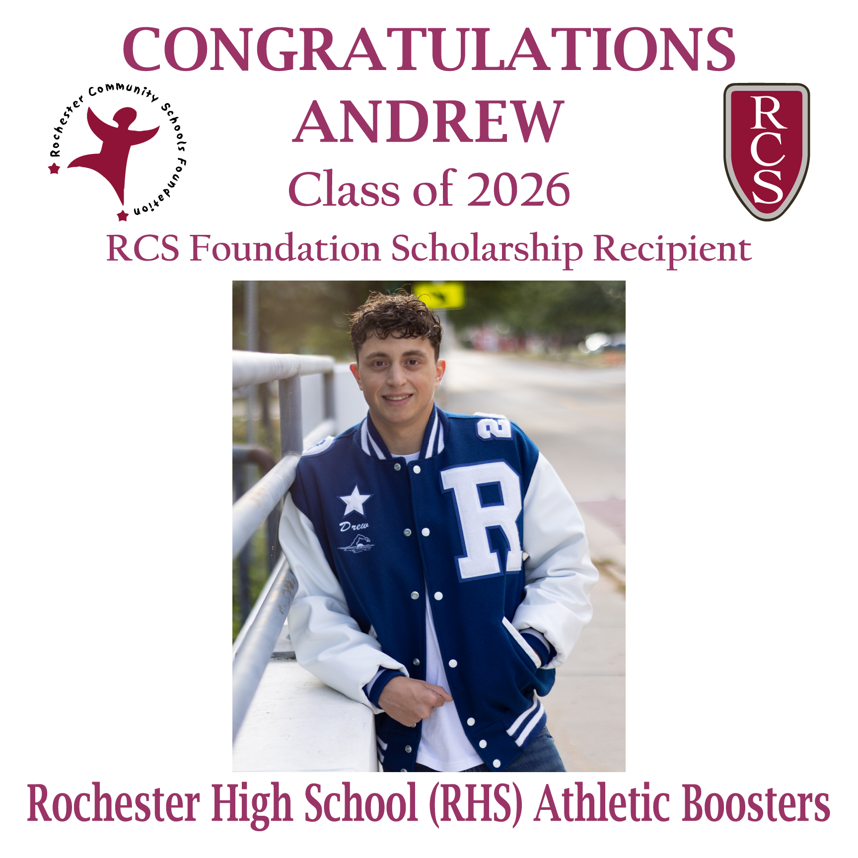 2026 Recipient of Rochester High School Athletic Boosters Scholarship