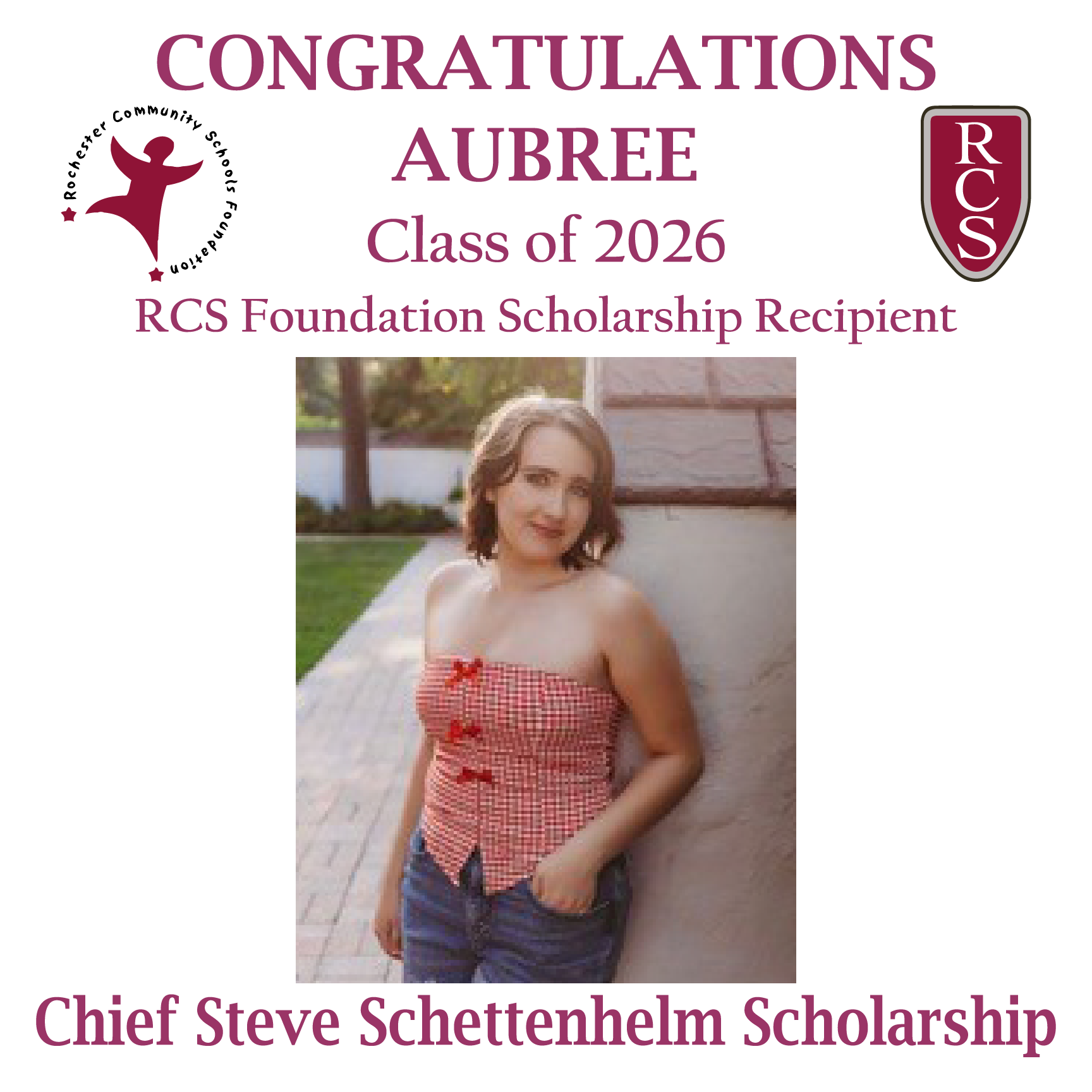 2026 Recipient of Chief Steve Schettenhelm Scholarship