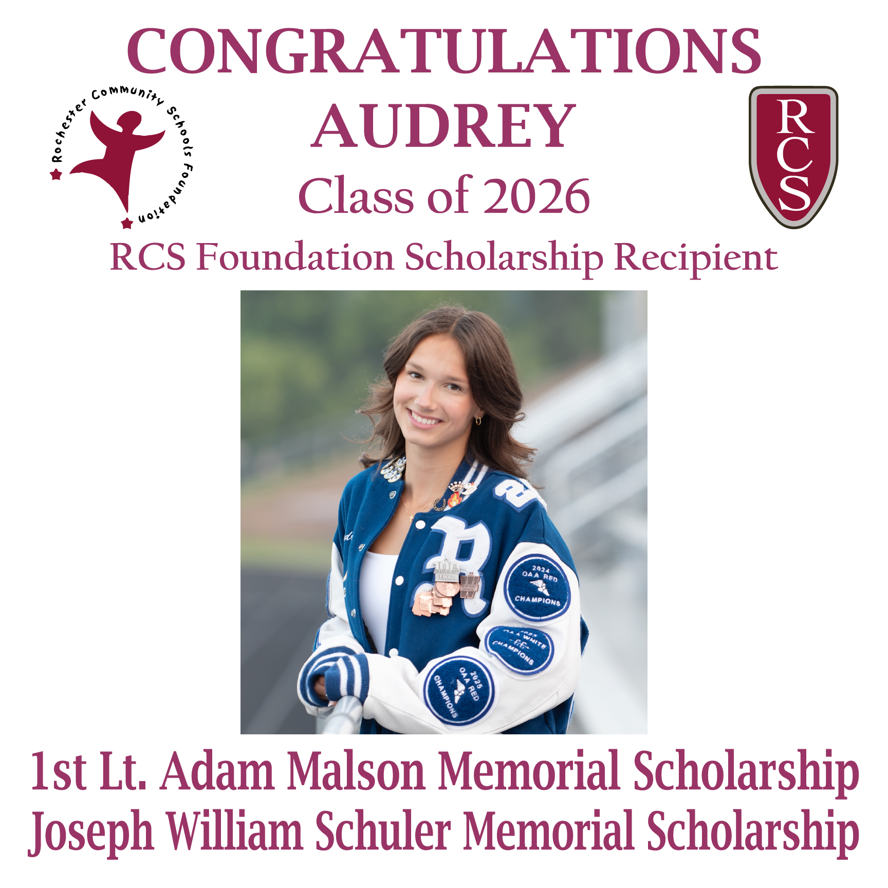 2026 Recipient of 1st Lt. Adam Malson Memorial and Joseph William Schuler Memorial Scholarships