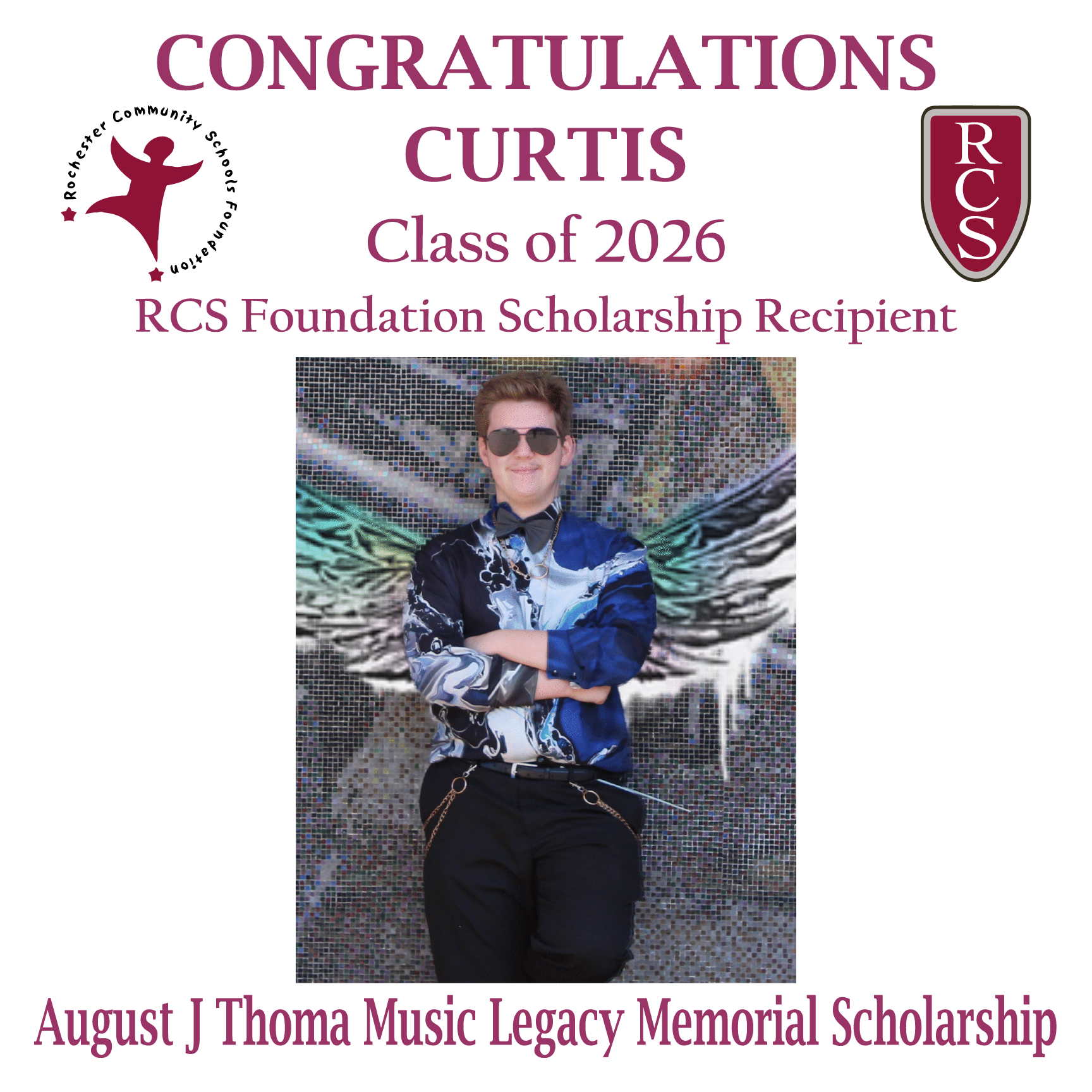 2026 Recipient of August J Thoma Music Legacy Memorial Scholarship
