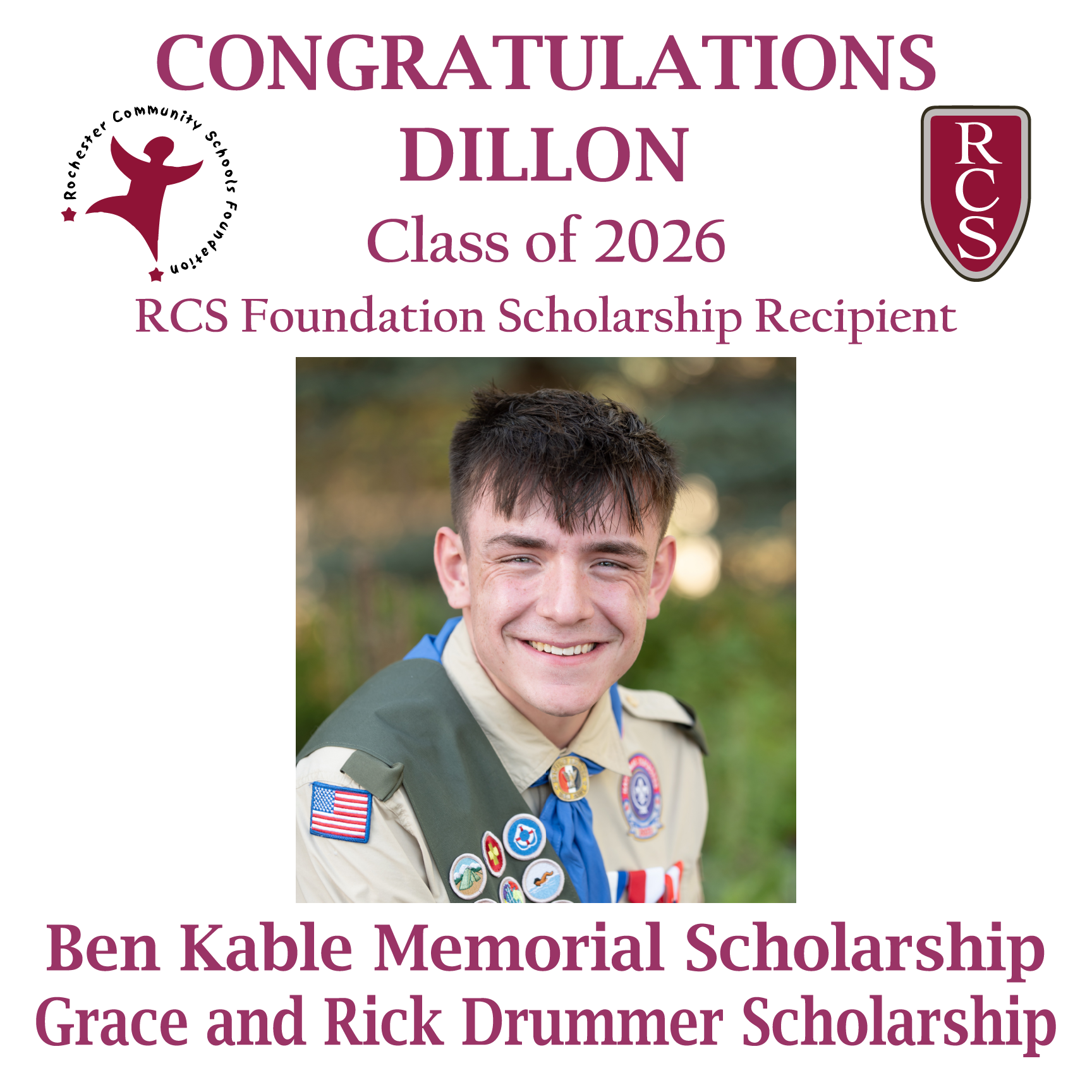 2026 Recipient of Ben Kable Memorial and Grace and Rick Drummer Scholarships