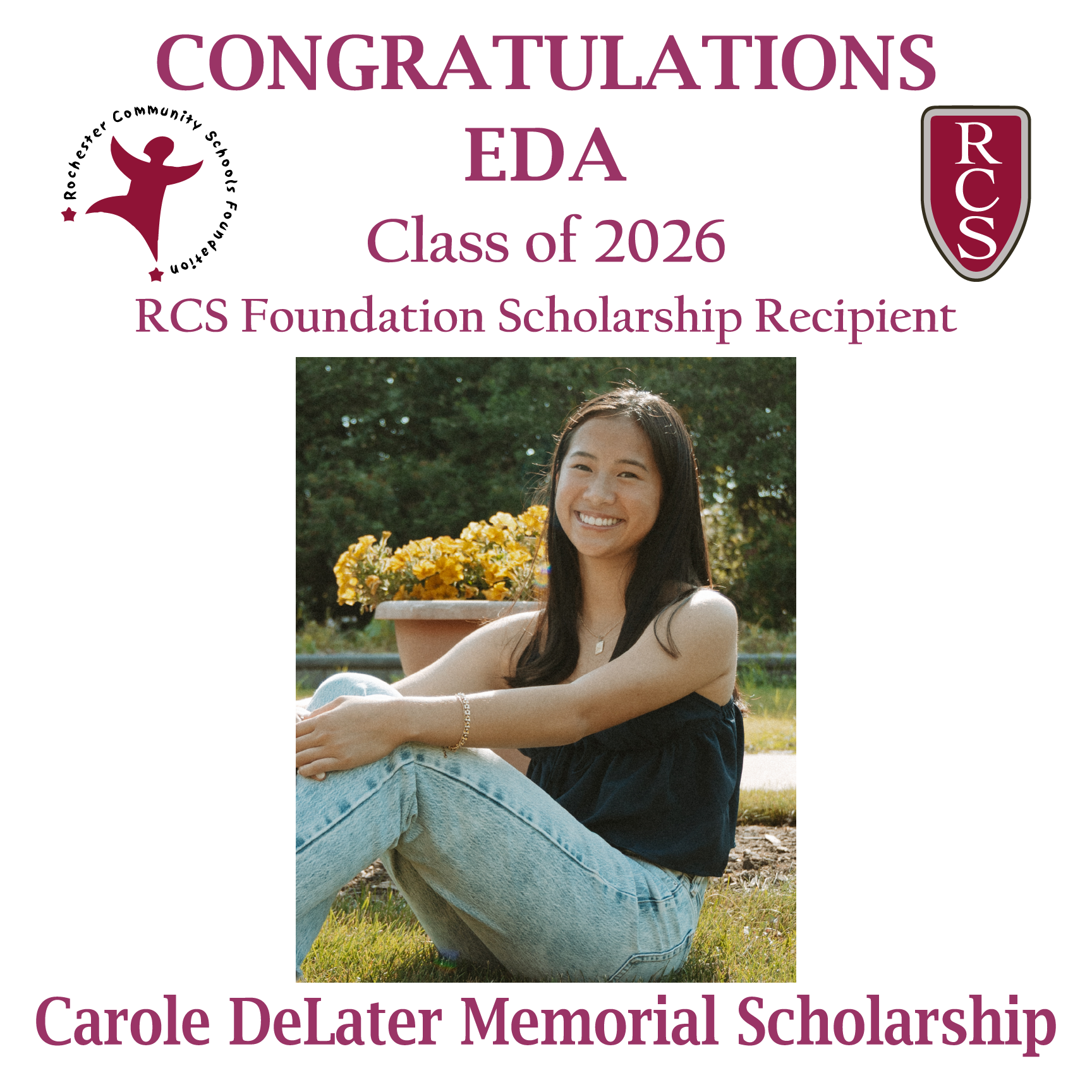2026 Recipient of Carole DeLater Memorial Scholarship
