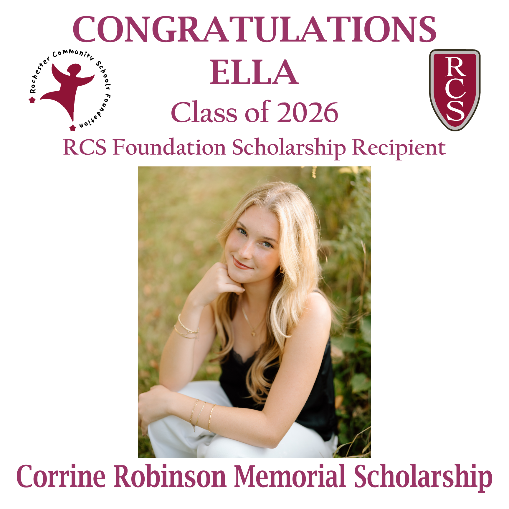 2026 Recipient of Corrine Robinson Memorial Scholarship