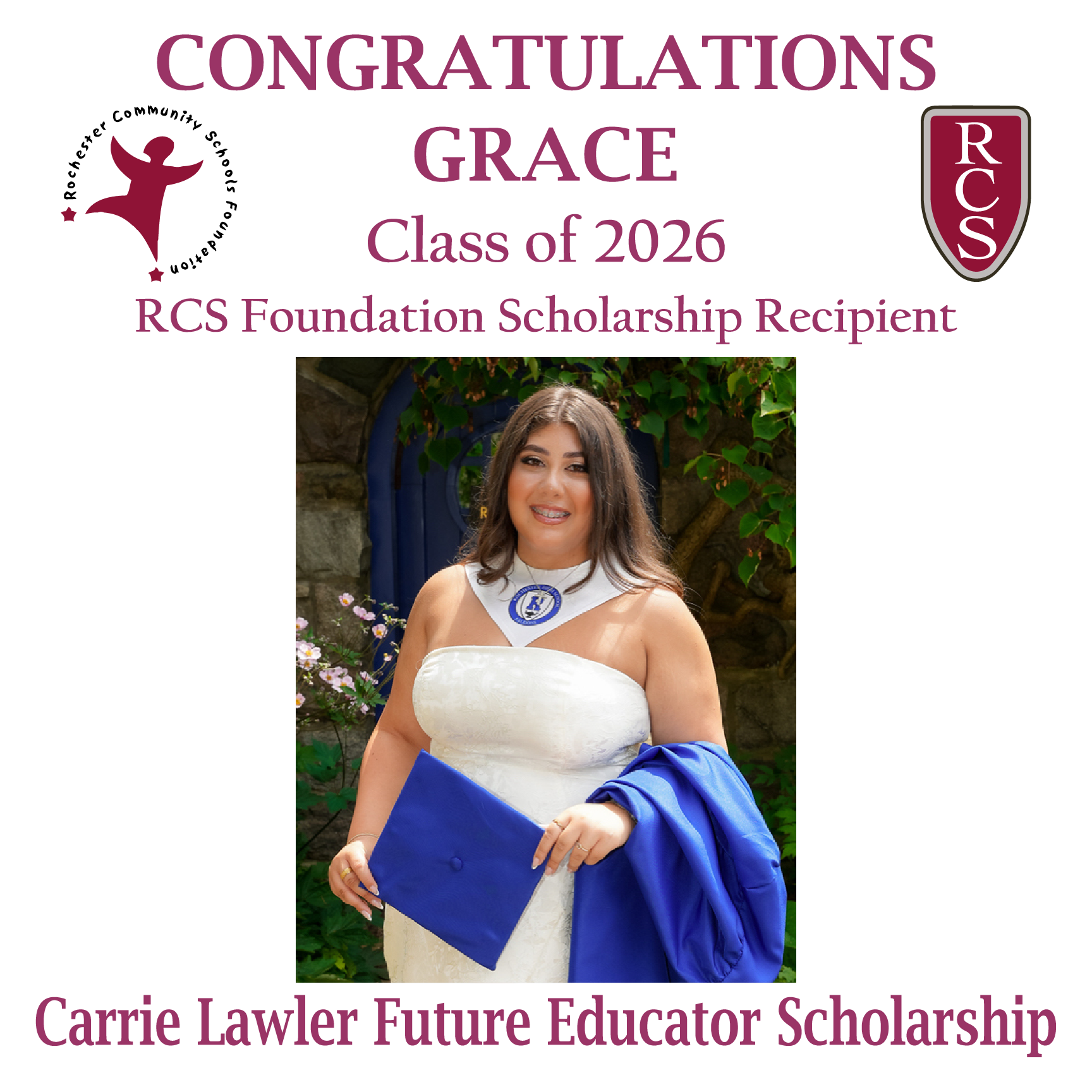 2026 Recipient of Carrie Lawler Future Educator Scholarship