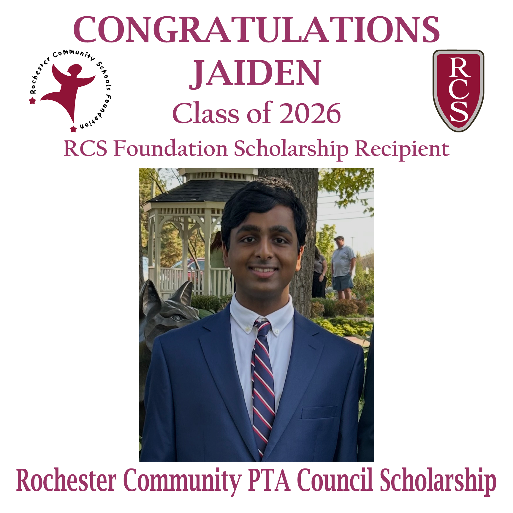 2026 Recipient of Rochester Community PTA Council Scholarship