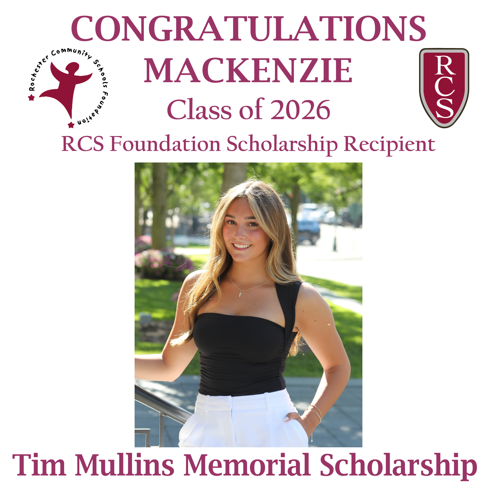 2026 Recipient of Tim Mullins Memorial Scholarship