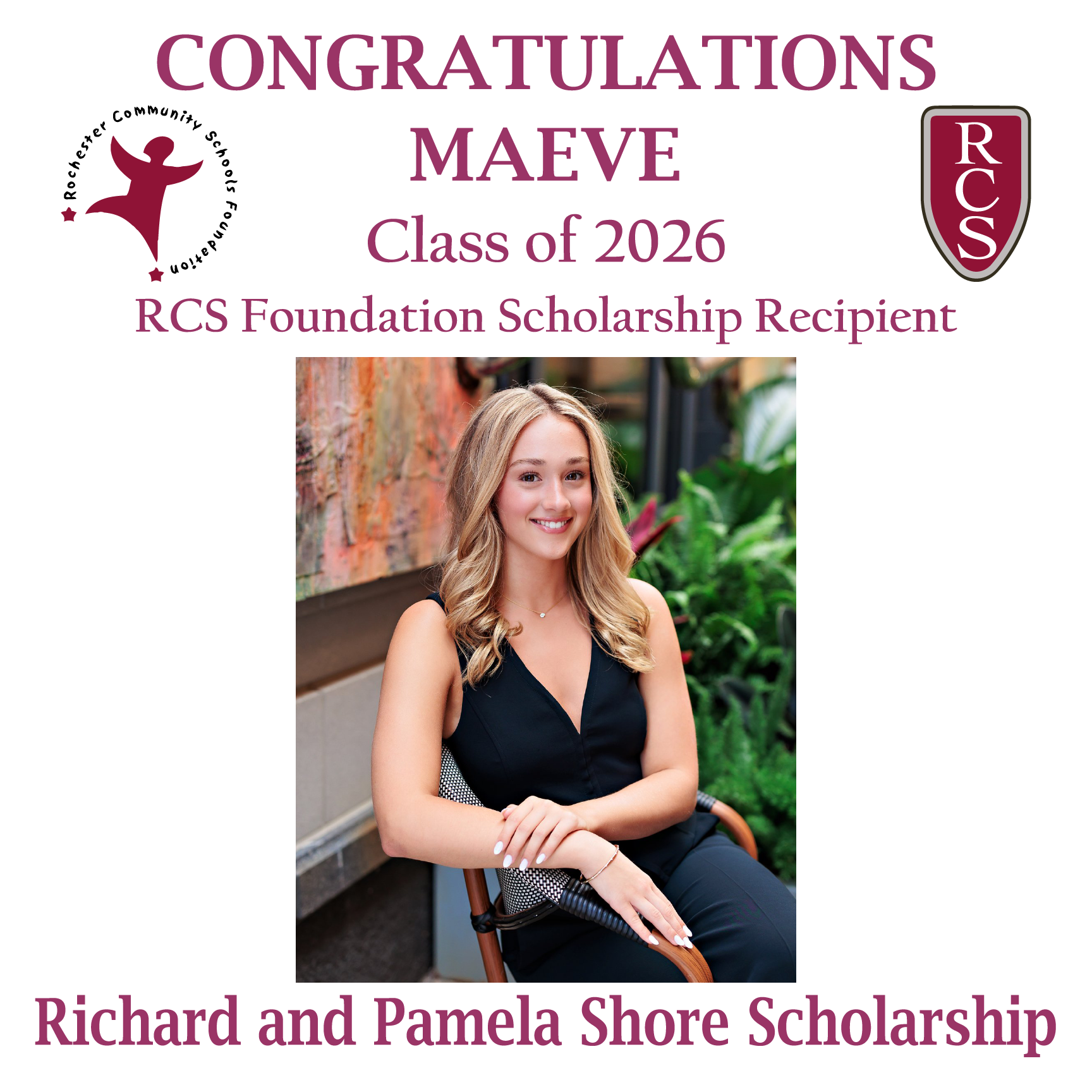 2026 Recipient of Richard and Pamela Shore Scholarship