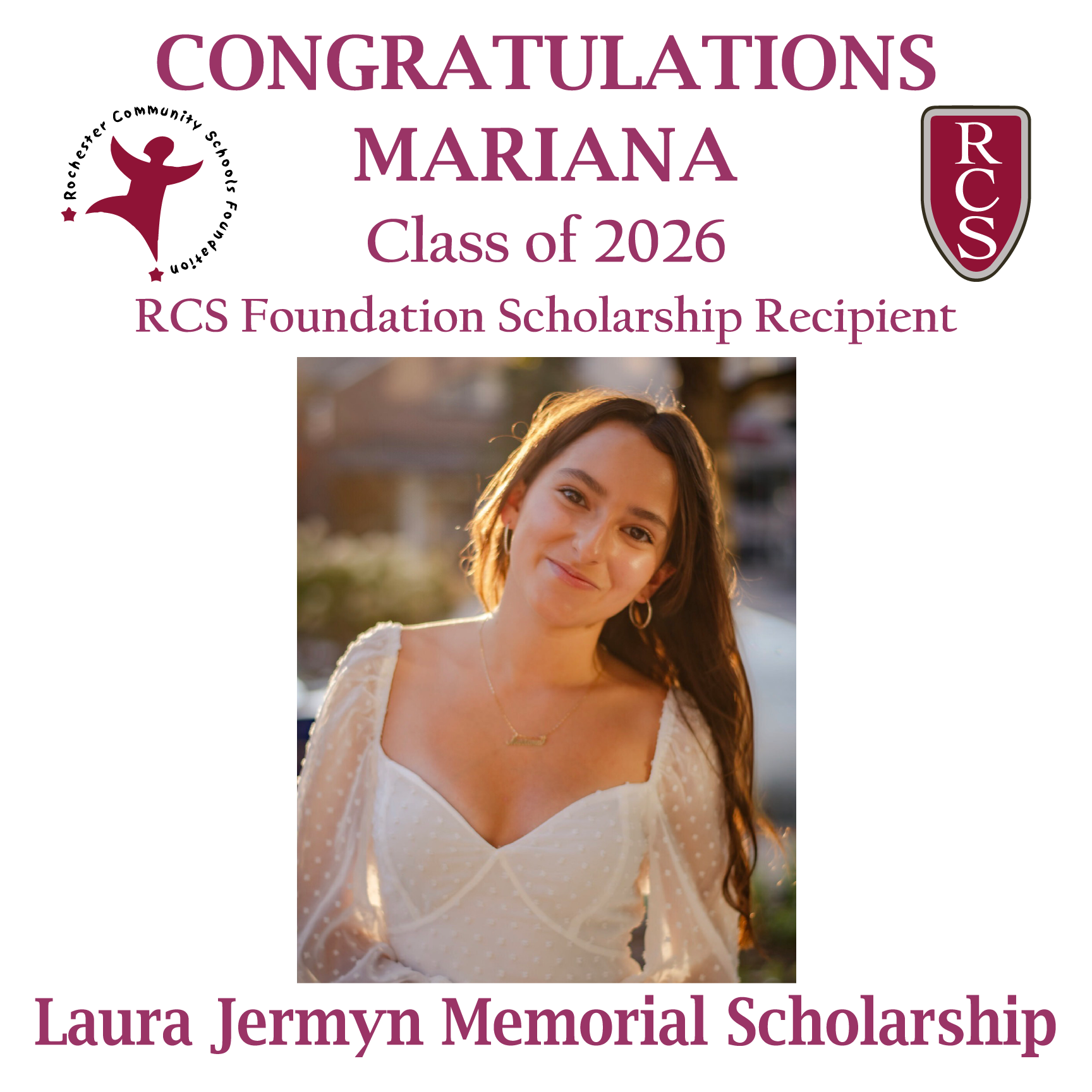 2026 Recipient of the Laura Jermyn Memorial Scholarship