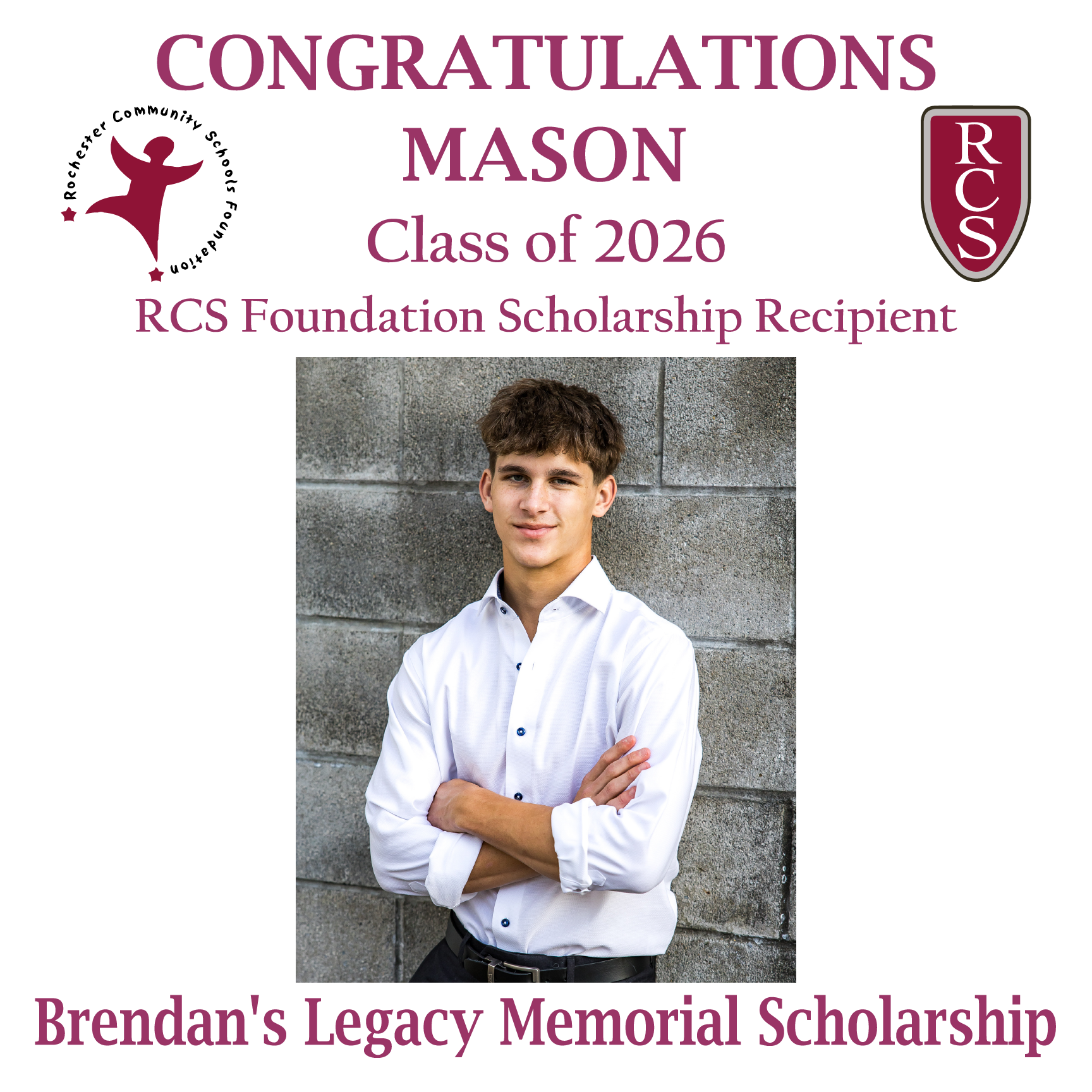 2026 Recipient of Brendan's Legacy Memorial Scholarship