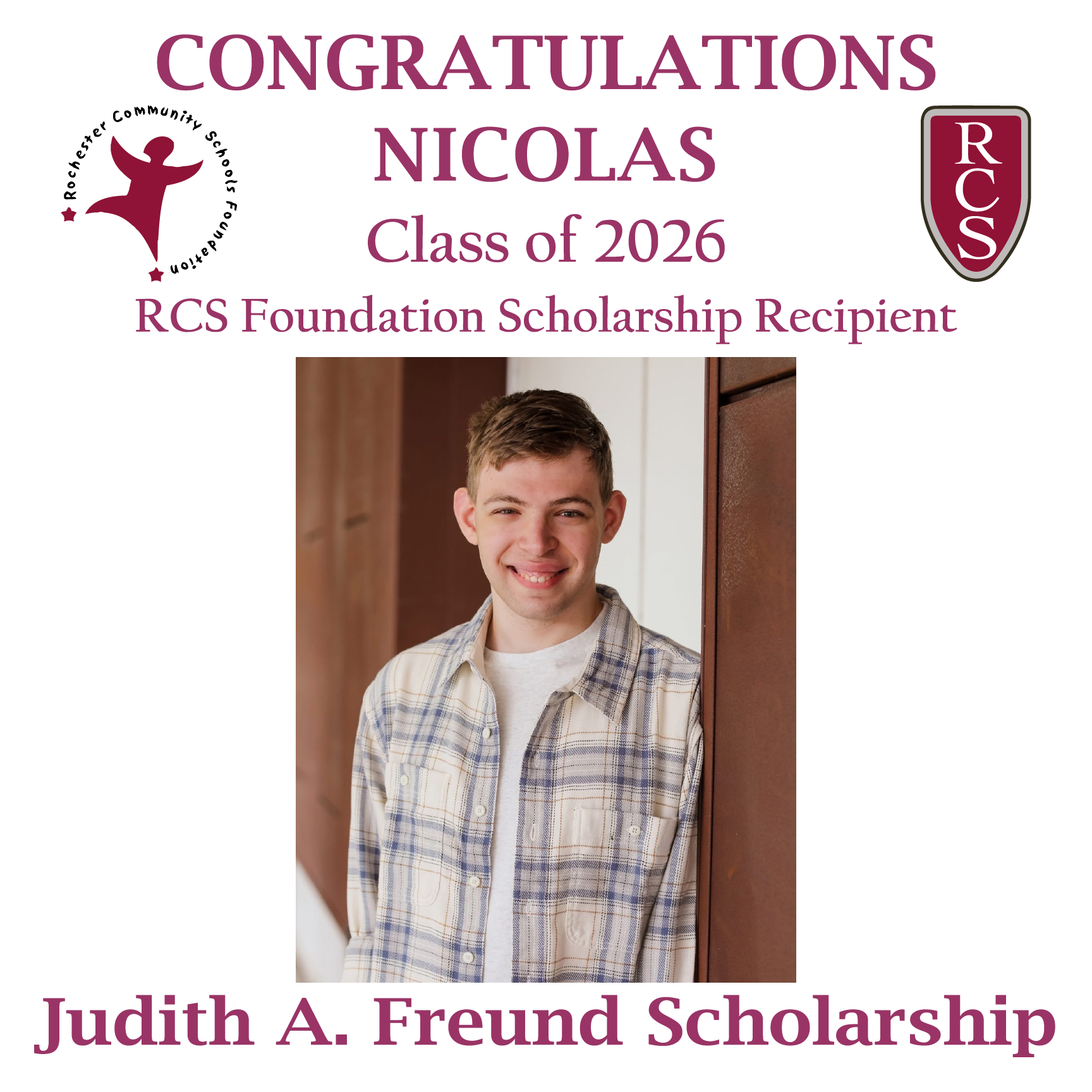 2026 Recipient of Judith A Freund Scholarship