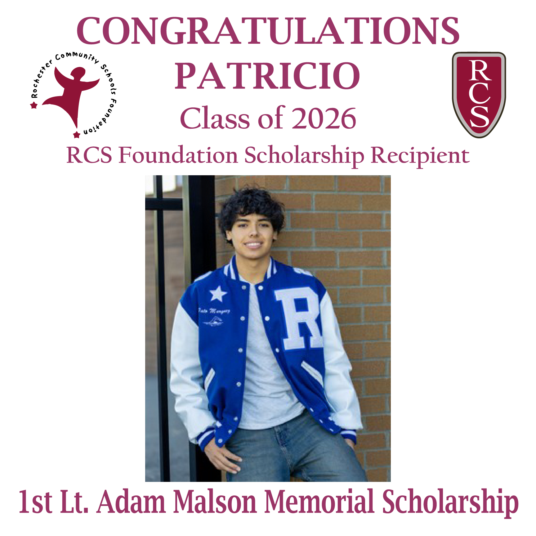 2026 Recipient of 1st Lt. Adam Malson Memorial Scholarship