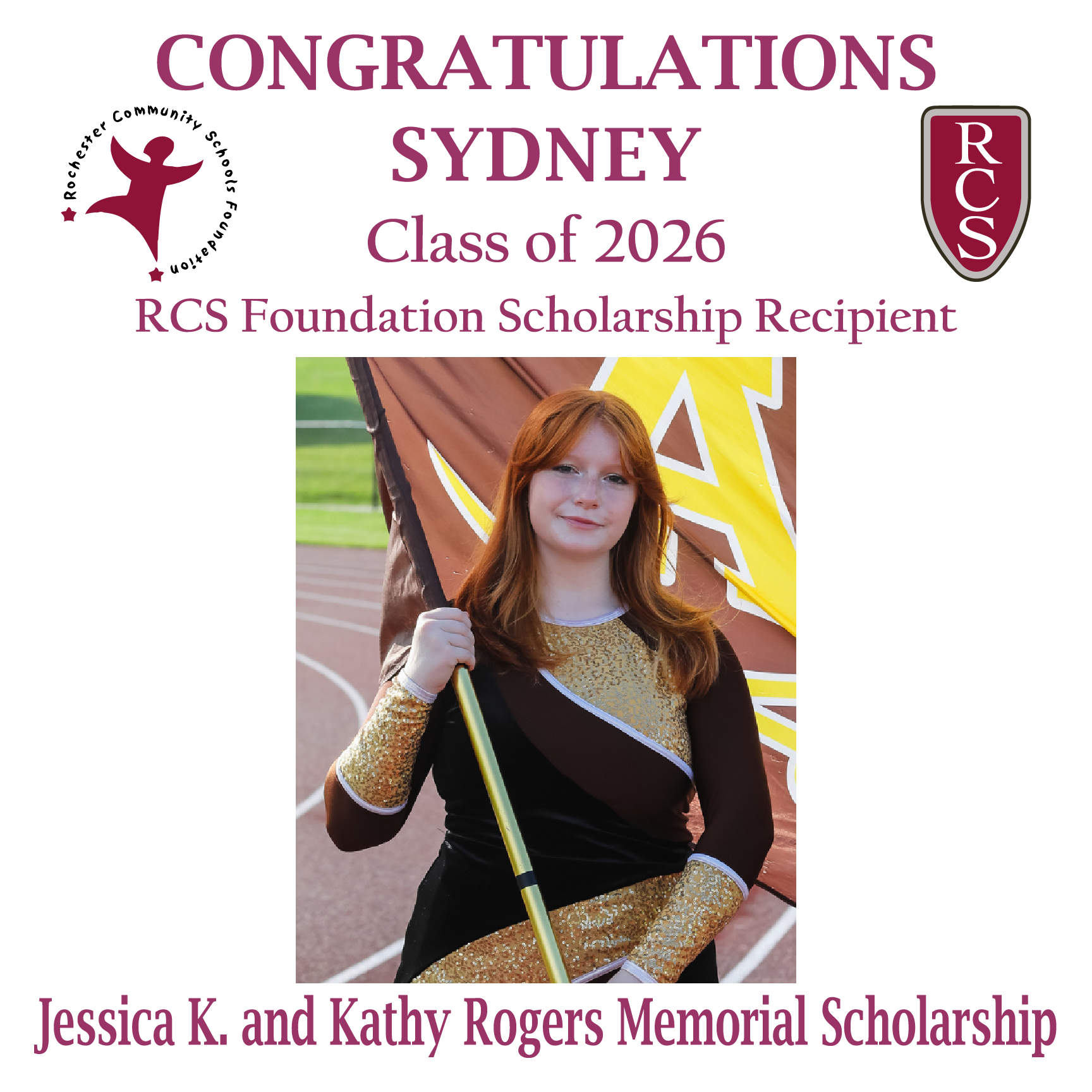 2026 Recipient of Jessica K. and Kathy Rogers Memorial Scholarship