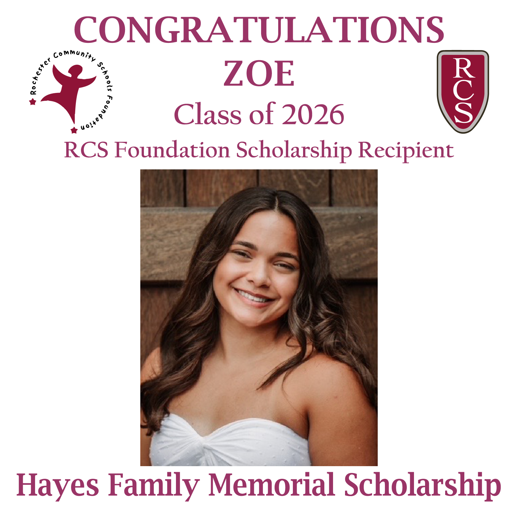 2026 Hayes Family Memorial Scholarship